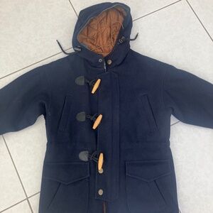 Vintage Navy Blue Boat Works lined Wool toggle coat